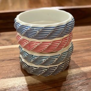 Chico's Set of 4 White Blue & Pink Wavy Bangle Bracelets